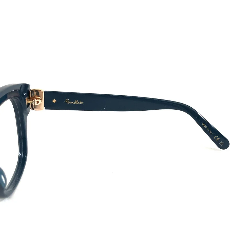 Pomellato Eyeglasses Frames PM0121O 004 Shiny Blue Butterfly Full Rim 52-19-140
